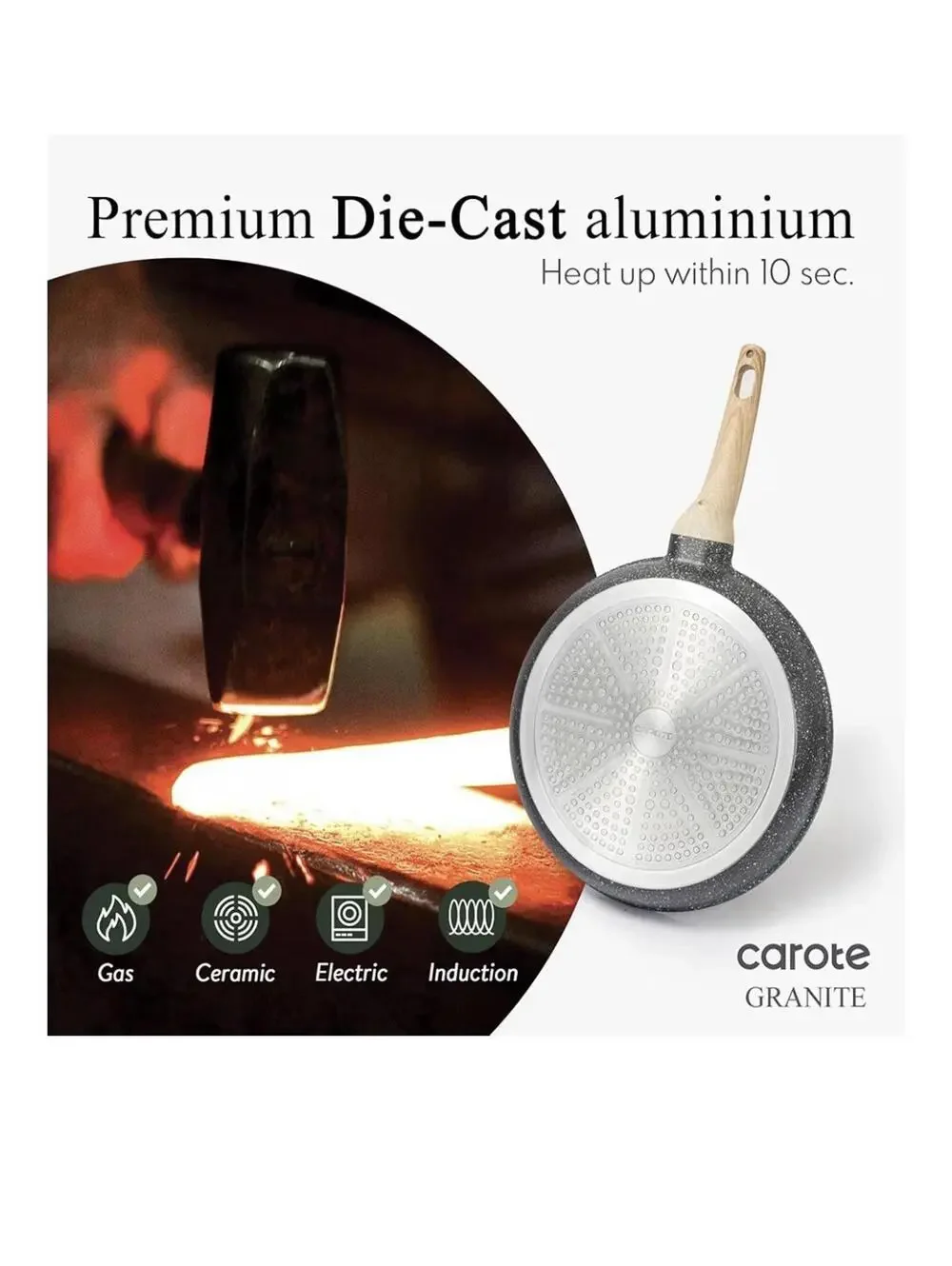 CAROTE Non Stick Frying Pan Skillet, Omelet Pan, Healthy Non Toxic Granite Chef